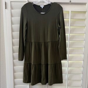 Love, Fire Forest Green Tiered Dress